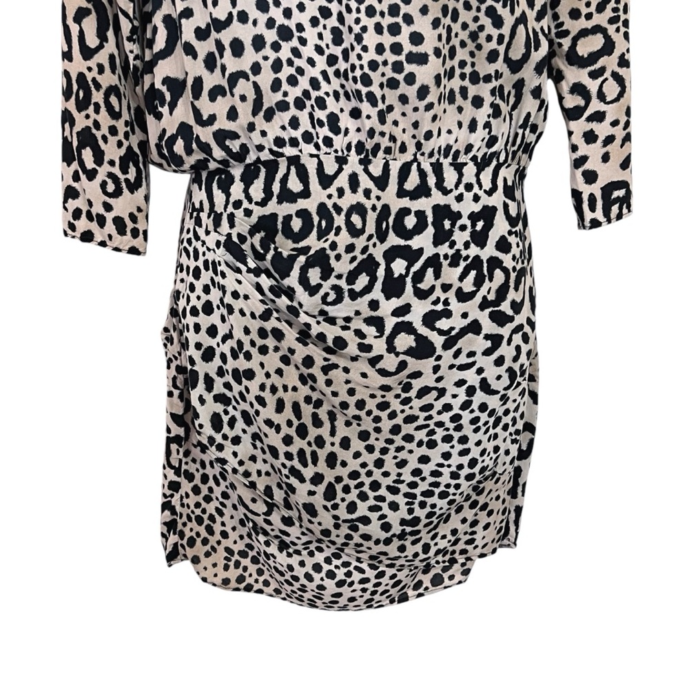 Zara Woman Animal Print Ruched Mini Dress XS Brown Black Night Out - Picture 3 of 11